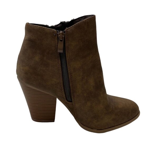 Journee Ankle Booties Shoe Women's 7‎ Brown Zipper-Accent Block-Heel NEW - Picture 8 of 8